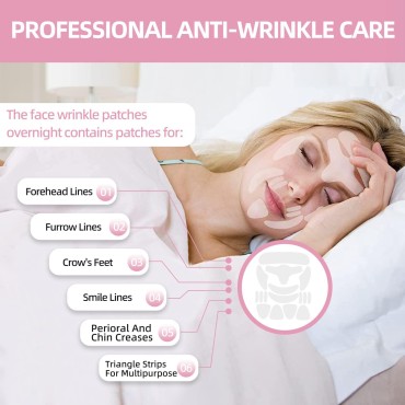 Face and Forehead Wrinkle Patches, Anti Wrinkle Patches 208 Pcs, Whole Face Wrinkle Patches to Reduce Fine Wrinkles, Frown and Smile Lines, Face & Forehead Wrinkle Patches for Women & Men, Overnight Facial Patches Easy Use