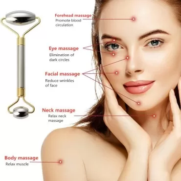 Stainless Steel Face Roller Facial Beauty Roller Skin Care Tools, Stainless Steel Massager for Face, Eyes, Neck, Body Muscle Relaxing and Relieve Fine Lines and Wrinkles (Rose Gold)