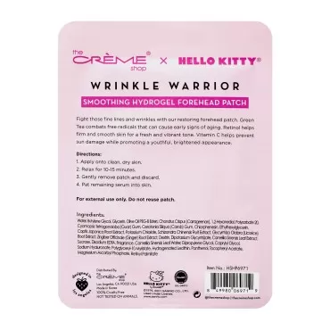 The Crème Shop x Hello Kitty Hydrogel Forehead Mask, Anti-Wrinkle Mask with Retinol, Green Tea and Vitamin C, Forehead Wrinkle Patch, Anti-Aging Treatment, Hydrogel Pad for Wrinkle Relief (3-Pack)