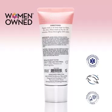 MISS SPA Clay Face Mask for Women, Pore Purifying Pink Clay Mask, Pomegranate + Coconut Oil, Exfoliate Draw Dirt from Pores, Anti-Aging Cream Mask, For Acne Prone Sensitive Skin, 2 Oz.
