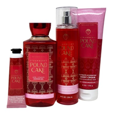 Bath and Body Strawberry Pound Cake Gift Set Bag -...