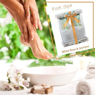 Home Spa Slippers Set Bath Gift Basket - White Ros...