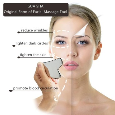 Allshow Facial Gua Sha Massage Tool, Stainless Ste...