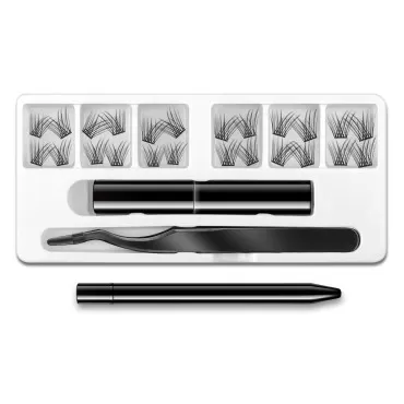 EYELASHEVOLUTION DIY Eyelash Extension, 3D Effect Glue Bonded Band Individual Lash 12 Clusters Volume/Natural Lashes Set, Home Eyelash Extension, C curl Lashes Pack (Kit-Natural)