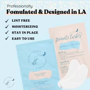Under Eye Gel Pads Lash Extensions - Lash Supplies for Eyelash Extension Supplies - Hydrogel Under Eye Patches for Lash Extensions, Aloe Vera, Lint Free, Parches Para Pestañas Pelo a Pelo - DiviniTi