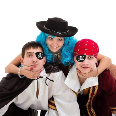 24 Pack Black Pirate Eye Patches One Eye Skull Captain Eye Mask for Halloween Cosplay Party Children Kids Favors (Felt)