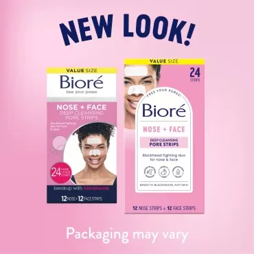 Biore Nose+Face Blackhead Remover Pore Strips, 12 ...