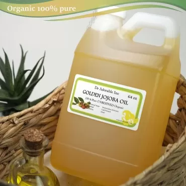 Dr Adorable - 64 oz - Jojoba Oil Golden - 100% Pure Natural Unrefined Organic Cold Pressed
