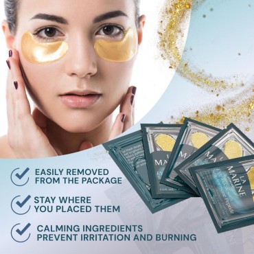 LaMarine Skincare Under Eye Patches (50 Pairs) with Sea Anemone Peptide - Anti-Aging & Anti-Wrinkle, Puffiness & Dark Circles - Improved Elasticity and Even Tone, For Sensitive Skin
