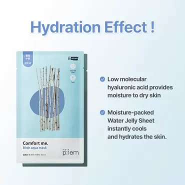 make prem Vegan Sheet Mask Set, Mix 1 of each (Moss Calming, Birch Aqua, Oat Moist) pH Balanced Korean Hydrating Calming Nourishing Moisture Facial Mask Skin Care Fragrance Free, 25ml, 28ml, 30ml