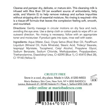 Mario Badescu Cleansing Milk with Carnation, Rice ...