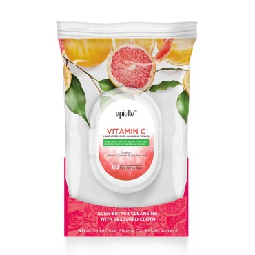 Epielle Benefit60 Facial Cleansing Tissue Makeup Remover Wipes Assortments 60 Sheets (Color Combo- Collagen, Vitamin C, Argan Oil, Cucumber - 4Pack)