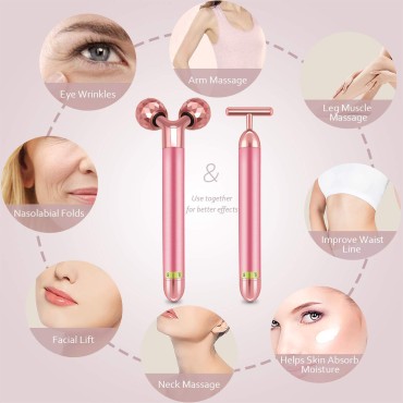 HEYFYV Face Massager Kit 3D Face Roller Massager T...