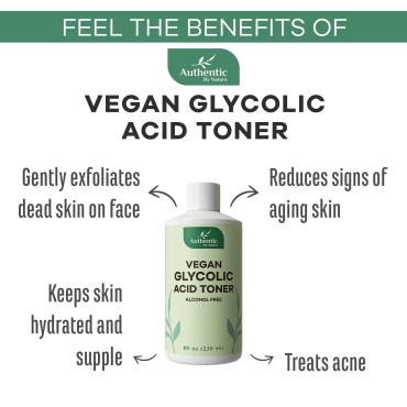 Vegan Glycolic Acid Toner For Face With Chamomile, Cucumber. Gentle Exfoliating Anti-Aging Hydrating Treatment For Wrinkles, Breakouts, Blackheads, Dull Skin, Acne. Skin Care Exfoliator for Men, Women