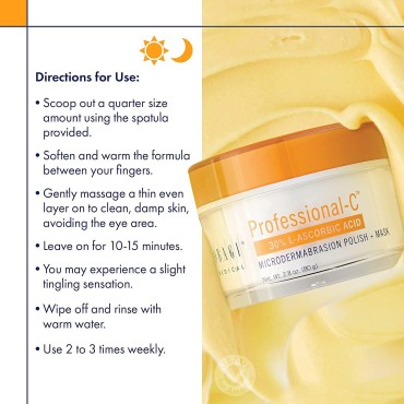Obagi Medical Professional-C Microdermabrasion Polish + Mask 2.8 oz. Glow Boosting Microdermabrasion Exfoliator with 30% Vitamin C for Brighter, Smoother, More Youthful Looking Skin