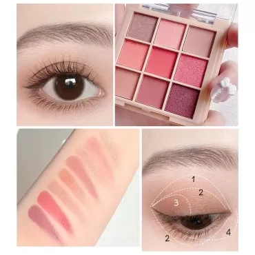 9 Color Glitter Matte Eyeshadow Palette, Pink Nude...