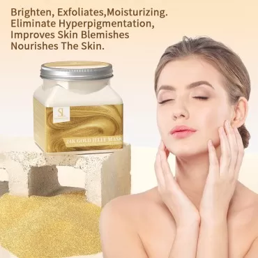 Jelly Mask Powder for Facials,24K Gold Anti Aging Moisturizing Jelly Masks for Facials Professional,Peel Off Hydro Face Mask Powder for Fight Fine Lines, DIY SPA 23 FL OZ Rubber Mask Powder