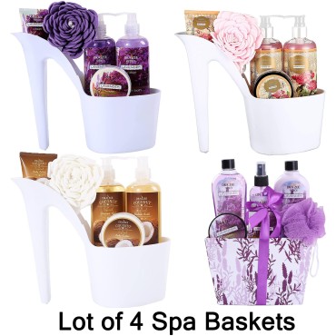 Spa Gift Basket - Set of Rose, Lavender, Coconut S...