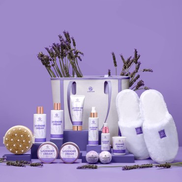 Gift Baskets for Women, Spa Luxetique 12 Pcs Lavender Bath Gifts Set, Birthday Gifts for Women, Luxury Relaxing Home Spa Kit with Toted Bag ,Bubble Bath, Bath Bomb, Body Cream. Christmas Gifts for Mom