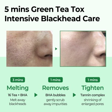 SOME BY MI Bye Bye Blackhead 30 Days Miracle Green Tea Tox Bubble Cleanser - 4.23 Oz, 120g - Made from Green Tea Extract - Mild Daily Face Wash for Removing Sebum and Blackheads - Korean Skin Care