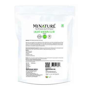 Light kaolin clay powder by mi nature | 227g (8oz) (0.5 lb) | Facial clay mask| Natural exfoliator | Clear skin | Evens Out Your Skin Tone| White Kaolin | Kaolin Clay