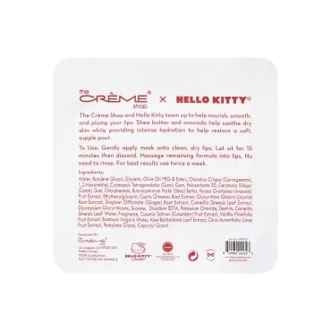 The Crème Shop x Hello Kitty Hydrogel Lip Patch, Plumping Lip Treatment with Shea Butter and Avocado, Lip Mask for Dry Lips, Hydrating Lip Patch Mask Made in Korea - Vanilla Pudding Flavor (3-Pack)