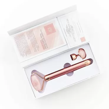 Heaven of Joy Authentic Premium Electric Rose Quartz Roller and Anti-Aging Gua Sha Set, Beauty Massager Tool for Deep Massages and Skin Rejuvenation