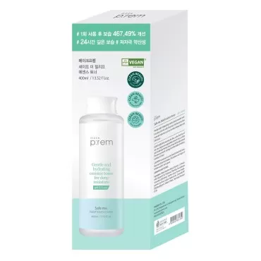 MAKEPREM Safe Me. Relief Essence Toner - Gentle Deep Hydrating pH 5.5 sub-Acid 13.52 Fl Oz - Vegan Certified Dermatological Tested Hypoallergenic EWG Green-Graded Ingredients Free of Paraben, Sulfate