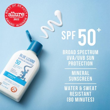 BLUE LIZARD Sensitive Mineral Sunscreen with Zinc ...