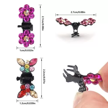 DeD 80pcs Butterflu Hair Clips Flower Rhinestone Hair Clip Glitter Hair Bangs Clips Hair Accessories for Baby Girl Kids Toddlers