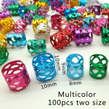 100PCS Two Size Multicolor Rings, Hair Jewelry for...