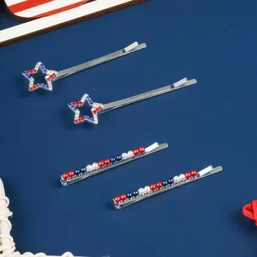 ZMNNOPPAB 4th of July Patriotic Hair Clips Rhinest...