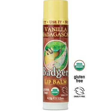 Badger - Classic Lip Balm, Vanilla Madagascar, Mad...