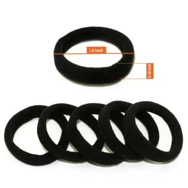 100 Pcs Seamless Cotton Thick Black Hair Band No M...