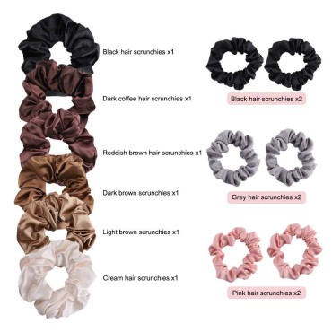 Hair Scrunchies Set, 12Pcs Elegant Solid Elastic Ponytail Holder for Women and Girls, Satin Hair Ties for Gentle Style Preservation and Breakage Prevention, Multi-colored