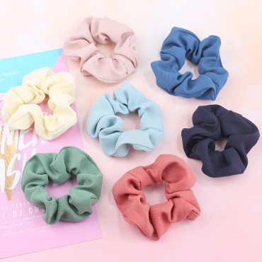 IVARYSS Cute Hair Scrunchies for Girls and Women, 12 PCS Premium Twill Fabric Scrunchy, Soft Elastic Bands Ponytail Holder Hair Accessories