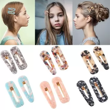 12 Pieces Acrylic Resin Hair Clips Geometric Allig...