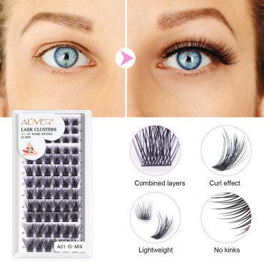 DIY Lash Extension Kit - Individual Lash Clusters 72pcs, D Curl Eyelash Extension Kit 30D 40D,8-16mm Mix Lash Clusters with Strong Hold Lash Bond and Seal Tool and lash tweezers