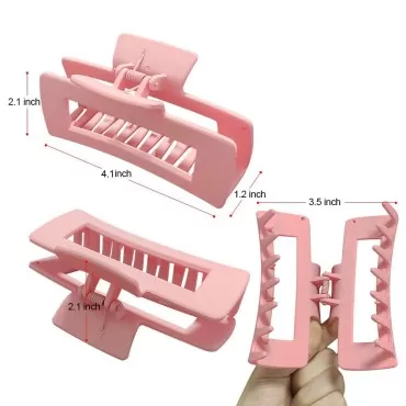 Manzelun Large Hair Clips,Square Hair Claw Clips for Thick Hair Women,Kawaii Matte Plastic Jaw Hair Clips Claws,4.1 Inch Rectangle Neutral Cute Claw Clips Non Slip,6 Pack