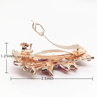Crystal Hair Claw Clip, 3pcs Rhinestone Hair Clips French Hair Barrettes Spring Clip Bridal Wedding Formal Event Jewelry Accessory for Women and Girl (Pink,Blue,Clear)