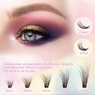 MAEXUS Lash Clusters DIY Eyelash Extensions 120 Clusters Lashes Individual Lashes Eyelash Clusters Extensions Wispy Lashes Cluster (M20D 0.07D, 8mm-16mm MIX)