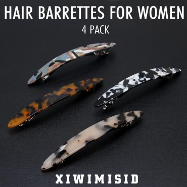 XIWIMISID Hair Barrettes for Women Thick Hair Large No Slip Womens Hair Styling Accessories Automatic Clasp Retro Classic Hair Clips 4 Pieces (Style three)