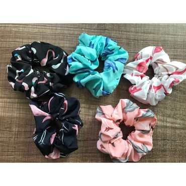 Lurrose 5pcs Flamingo Prints Hair Scrunchies Elast...