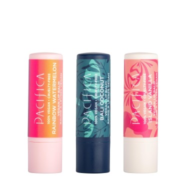 Pacifica Beauty, Vegan Lip Balm Trio, Coconut, Isl...