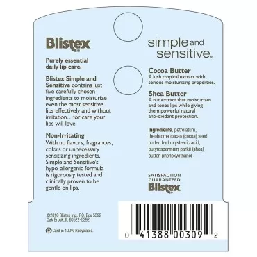 Blistex Simple & Sensitive Lip Moisturizer 0.15 oz...