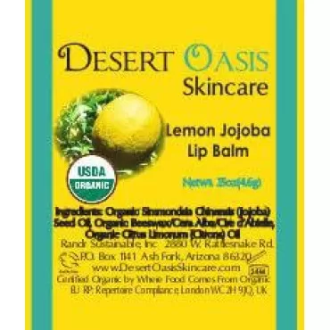 2 Pack Organic Lemon Lip Balms with over 70% Jojob...