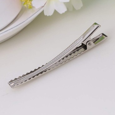 50PCS Silver Metal Flat Alligator Hair Clips Single Prong Curl Clips DIY Hair Clips with Teeth for Hair Styling Hairbow Accessories, 3.1 Inch
