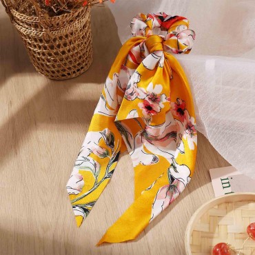 Yheakne Silk Hair Scarf Tie Chiffon Long Ponytail ...