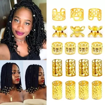 100 PCS Gold Dreadlock Beads Locs Accessories , Je...