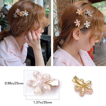 Crystal Hair Clips Small Pearl Hairpins Aguder Fashion Hair Barrettes Decorative Bling Hair Accessories for Girls Women Ladies